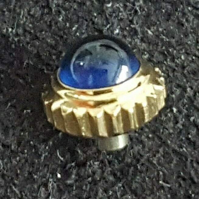 Longines Gold Plated Crown With Blue Cabochon Stone, Part Number 12-78