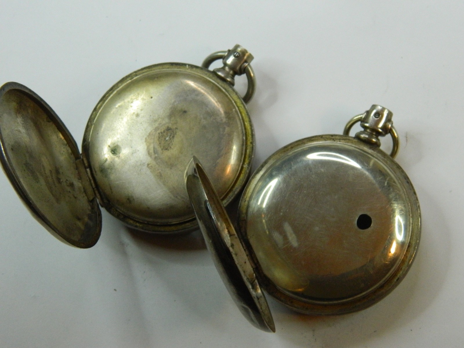 2 VINTAGE 18S DUEBER NEWPORT COIN SILVER POCKET WATCH CASE LOT – 145g