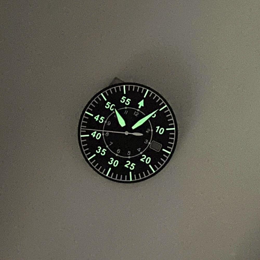 39mm sapphire glass pilot Watch Case black luminous dial fit NH35 NH36 MOVEMENT