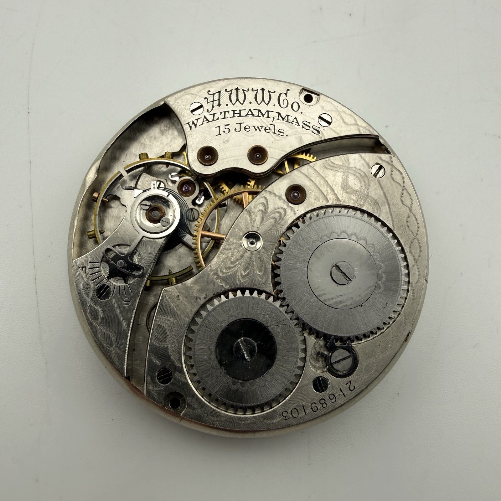 1917 Waltham Pocket Watch Movement Size 12s Grade 220 Model 1894 – Ticking
