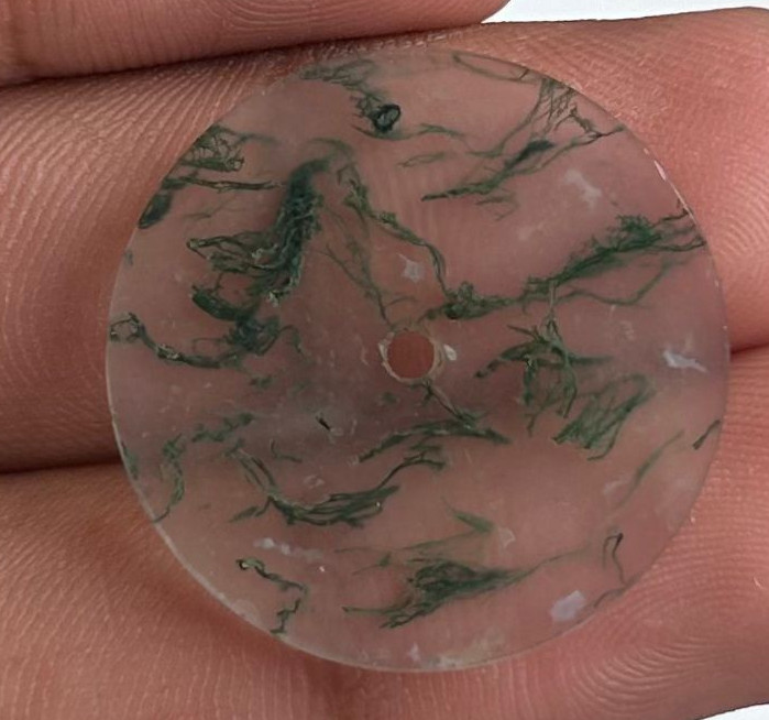 Moss Agate Watch Dial, 24.5mm Round Stone Disc for Jewelry Making GMC-313