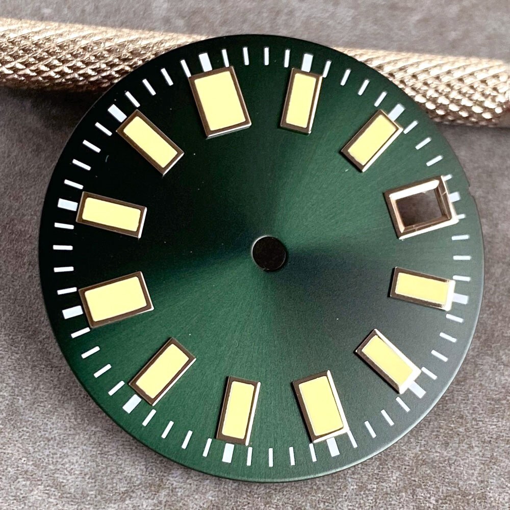29mm Fit 62MAS NH35 Automatic Diver Watch Sunburst Green Watch Dial C3 Lume Hand