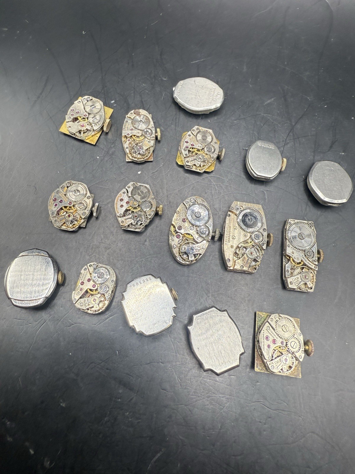 LOT of 16 Vintage Ladies Watch Movements & Dials Various Brands For Parts/Repair