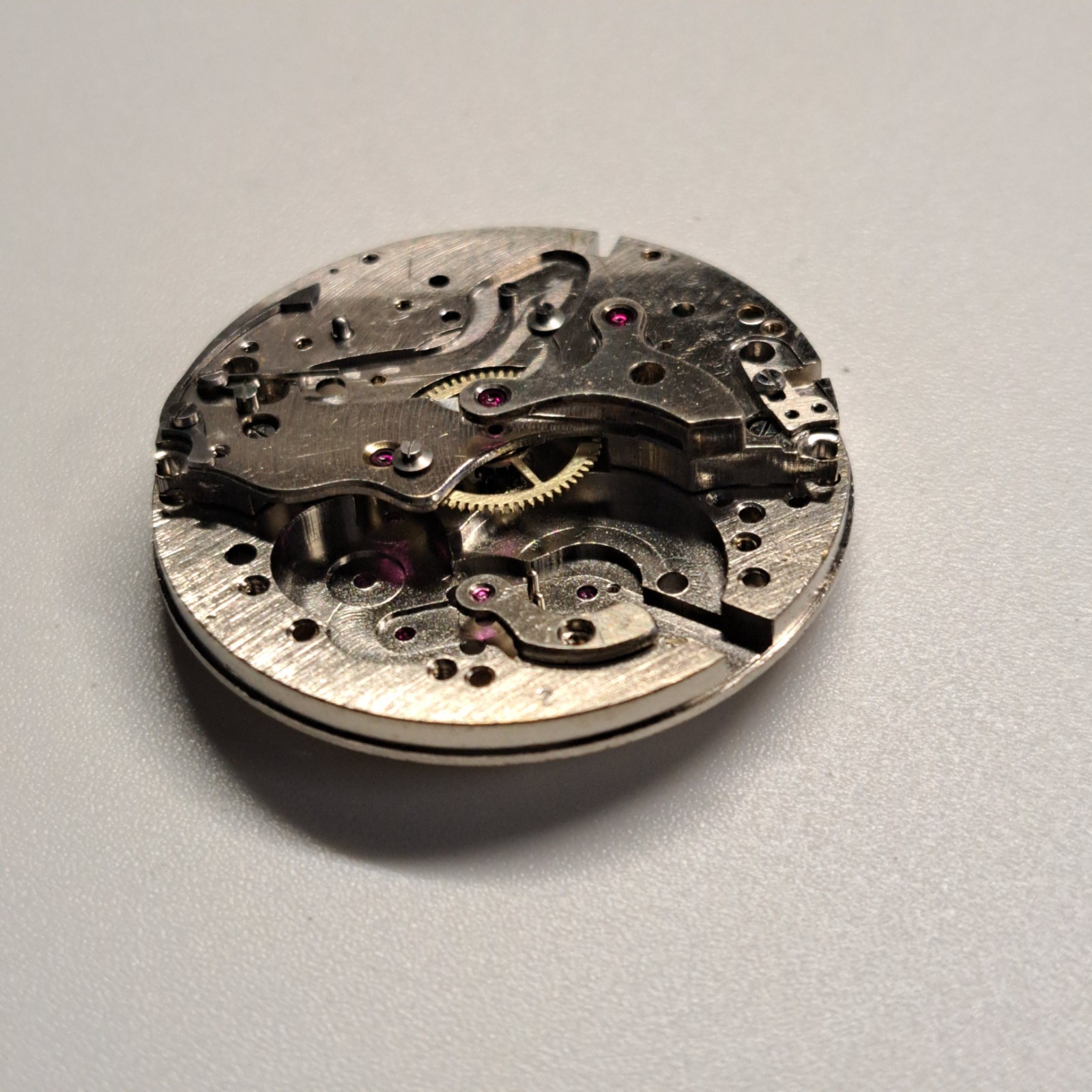 Landeron 51 Chronograph Watch Movement Part Incomplete, Gray, Stainless Steel