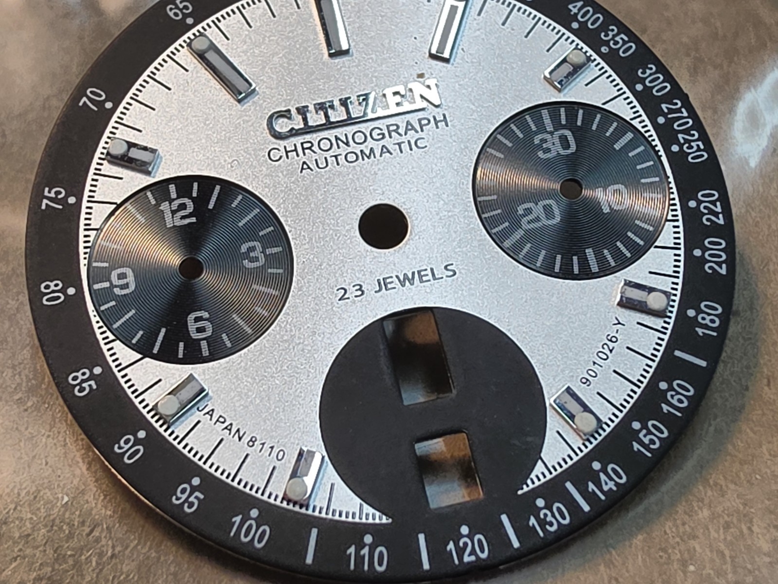 NOS? Citizen 8110A Automatic Flyback Chrono Bullhead 23j Black/Silver Panda Dial