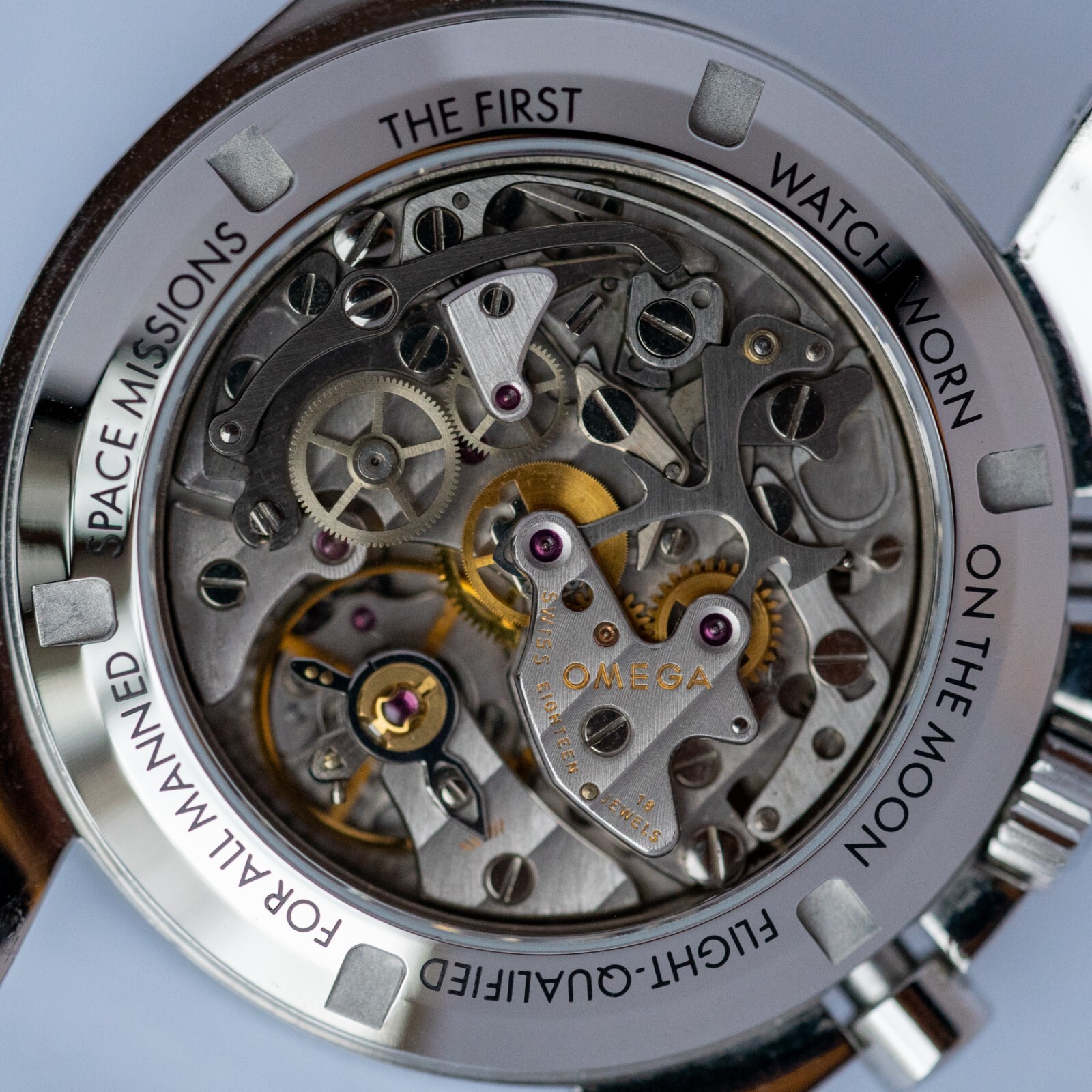 Spiralwinder Engraved Sapphire Exhibition Caseback for the Omega Speedmaster