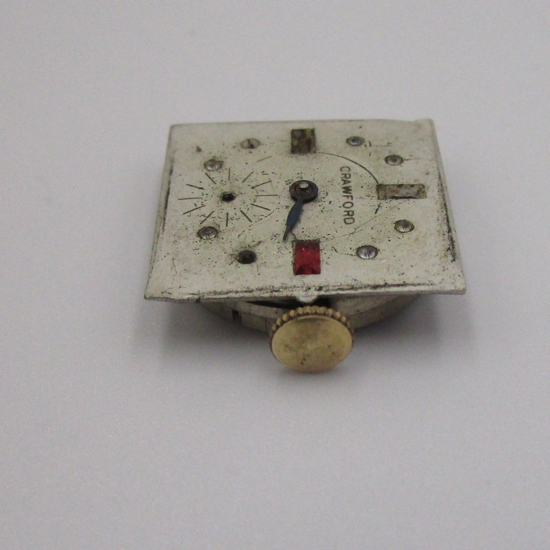 Vintage Crawford 7 Jewel Swiss Watch Movement Manual Wind Mechanical Running