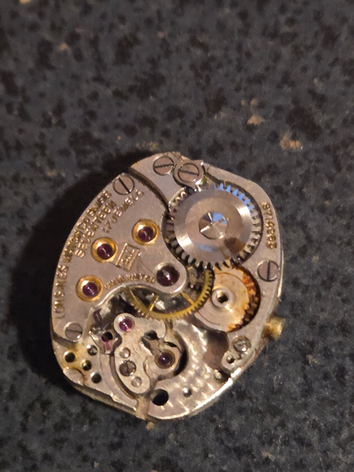 Longines 4LL watch movement, small, ladies, Swiss, partially disassembled, 1952