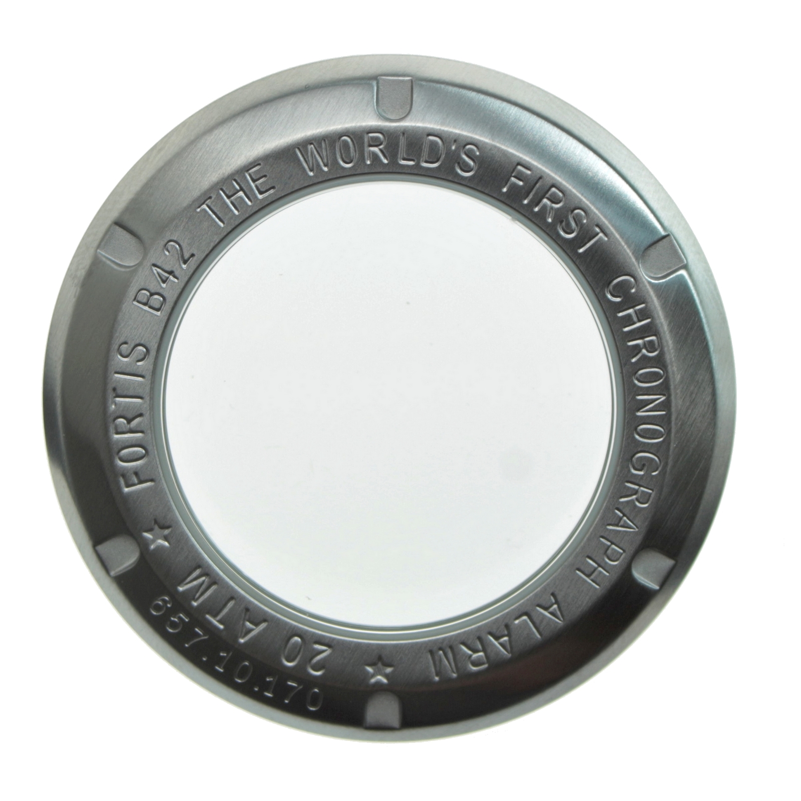 Genuine FORTIS glass case back, brushed, for B42 Flieger 657.10.170