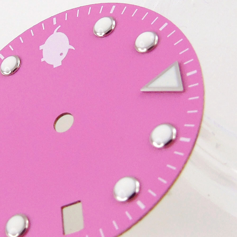 New Bliger 28.5mm Pink Pig Sterile Watch Dial For NH35A Luminous Date Window