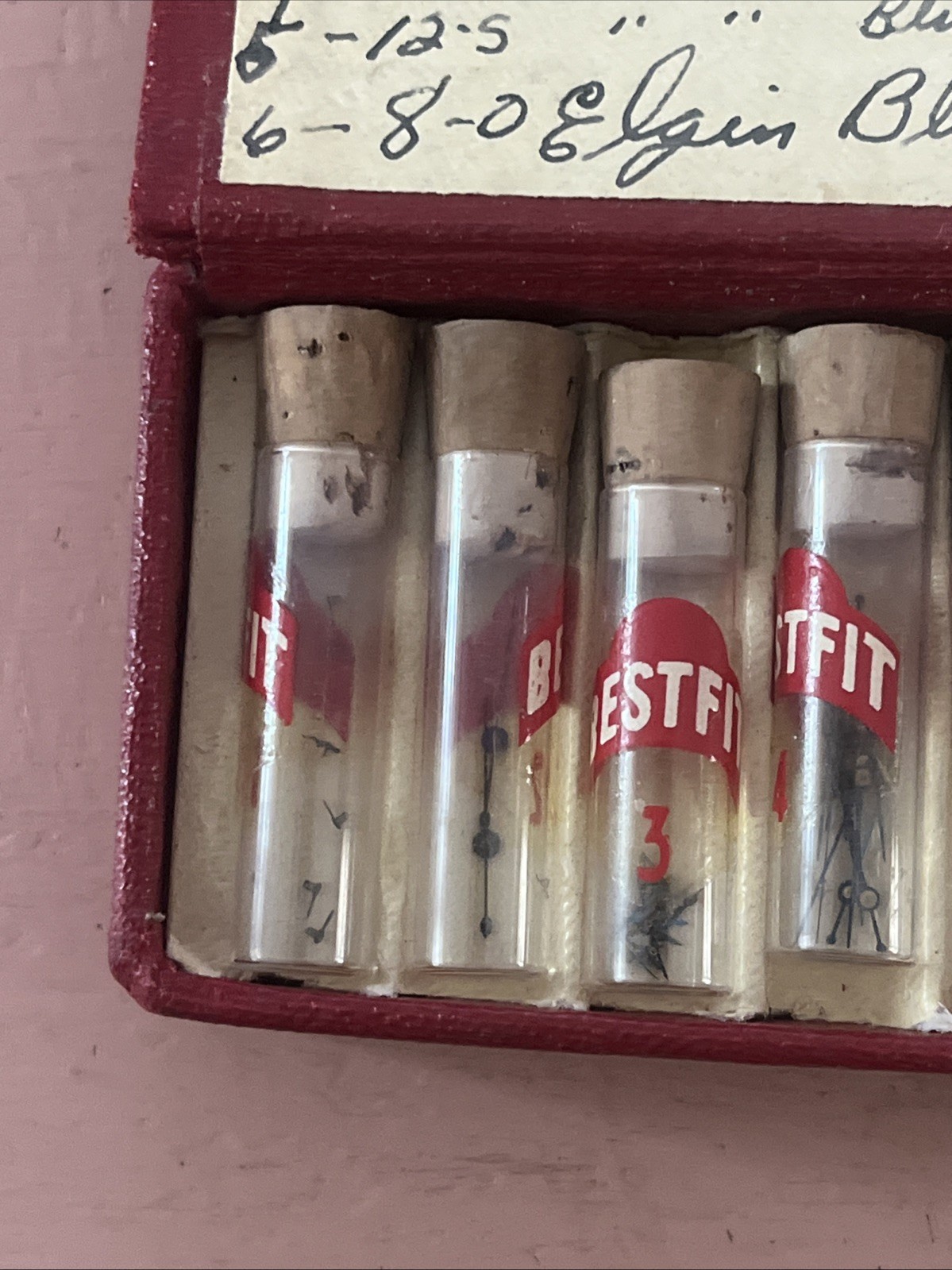 1950s Bestfit Watchmaking Assortment Repair Kit Elgin Waltham 12 Glass Vials