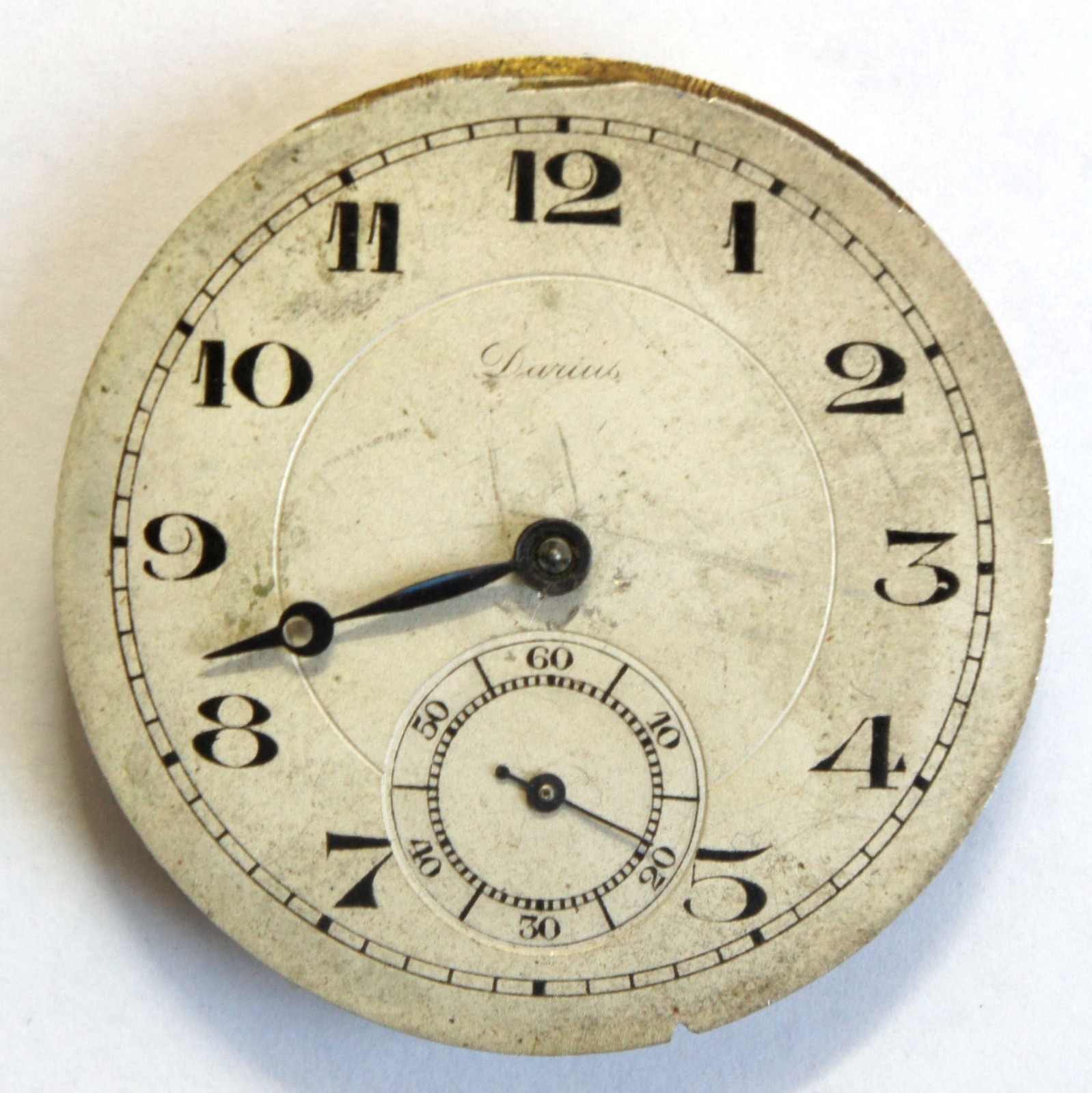 Rare Vintage Darius FHF 17 Lignes Pocket Watch Movement 39mm Swiss Dial Parts