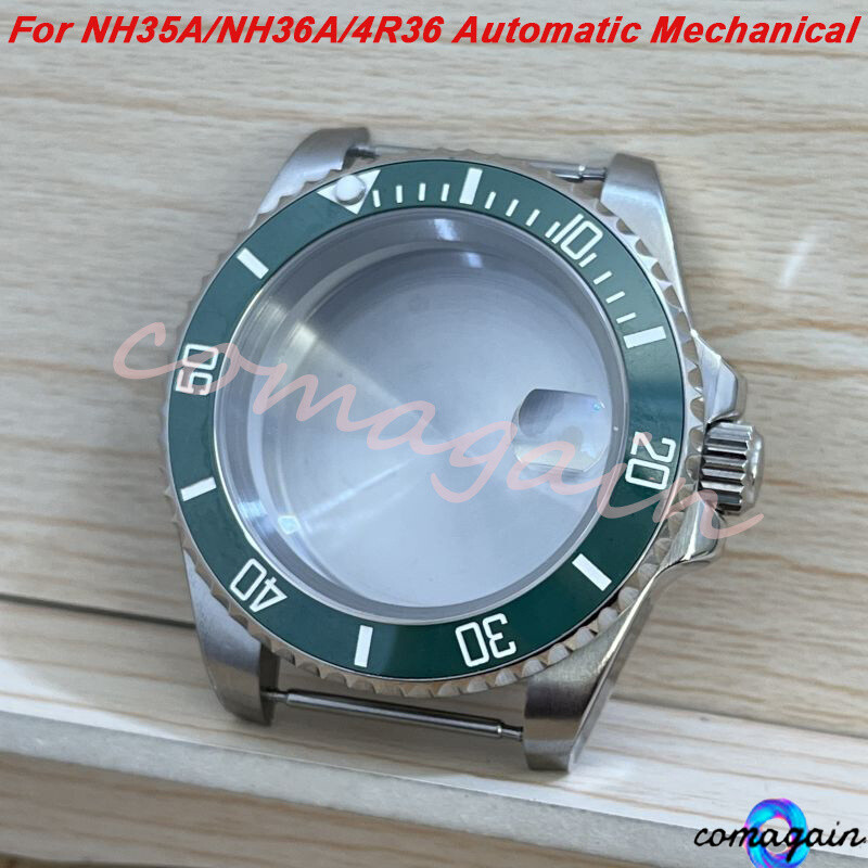 40mm Green Sapphire Glass Automatic Watch Case 316L Steel For NH35 NH36 Movement