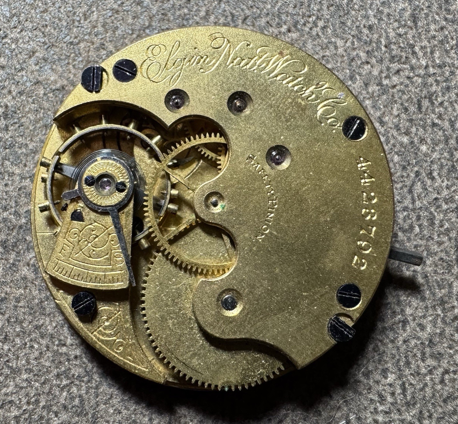 1891 ELGIN 6S 11J GRADE 94 PW LS POCKET WATCH MOVEMENT & DIAL