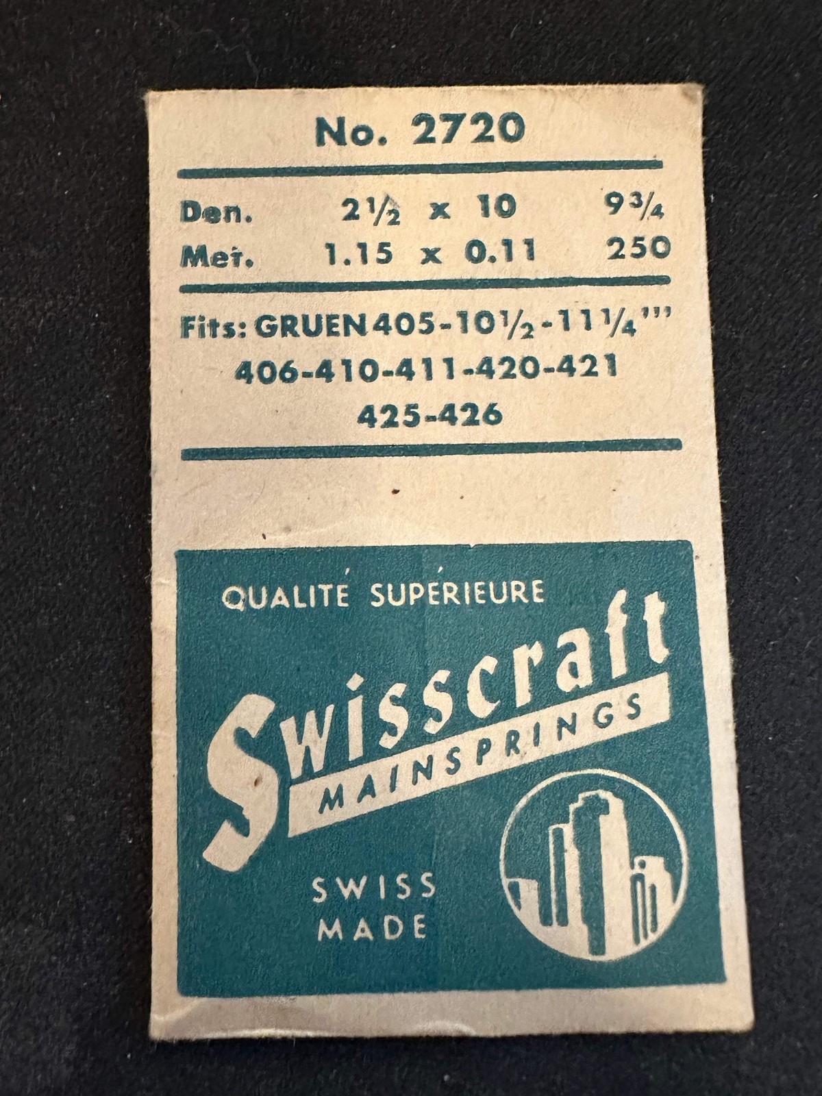 Swisscraft Mainspring #2720 for Gruen caliber 405, 406, 410, 411, 420, 421, 425,