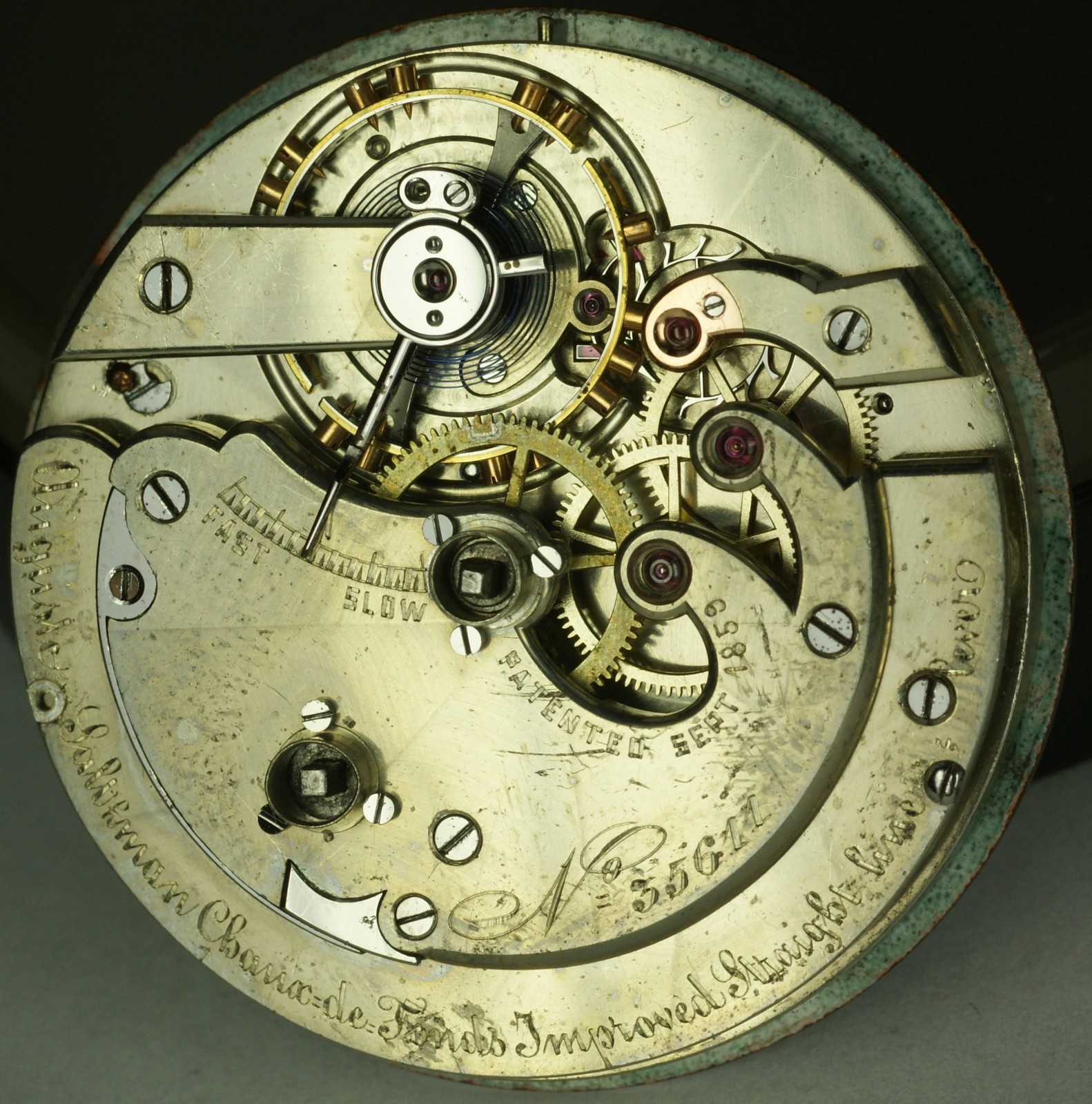Auguste Saltzman Pocket Watch Movement Key Wind Non Running Good Balance