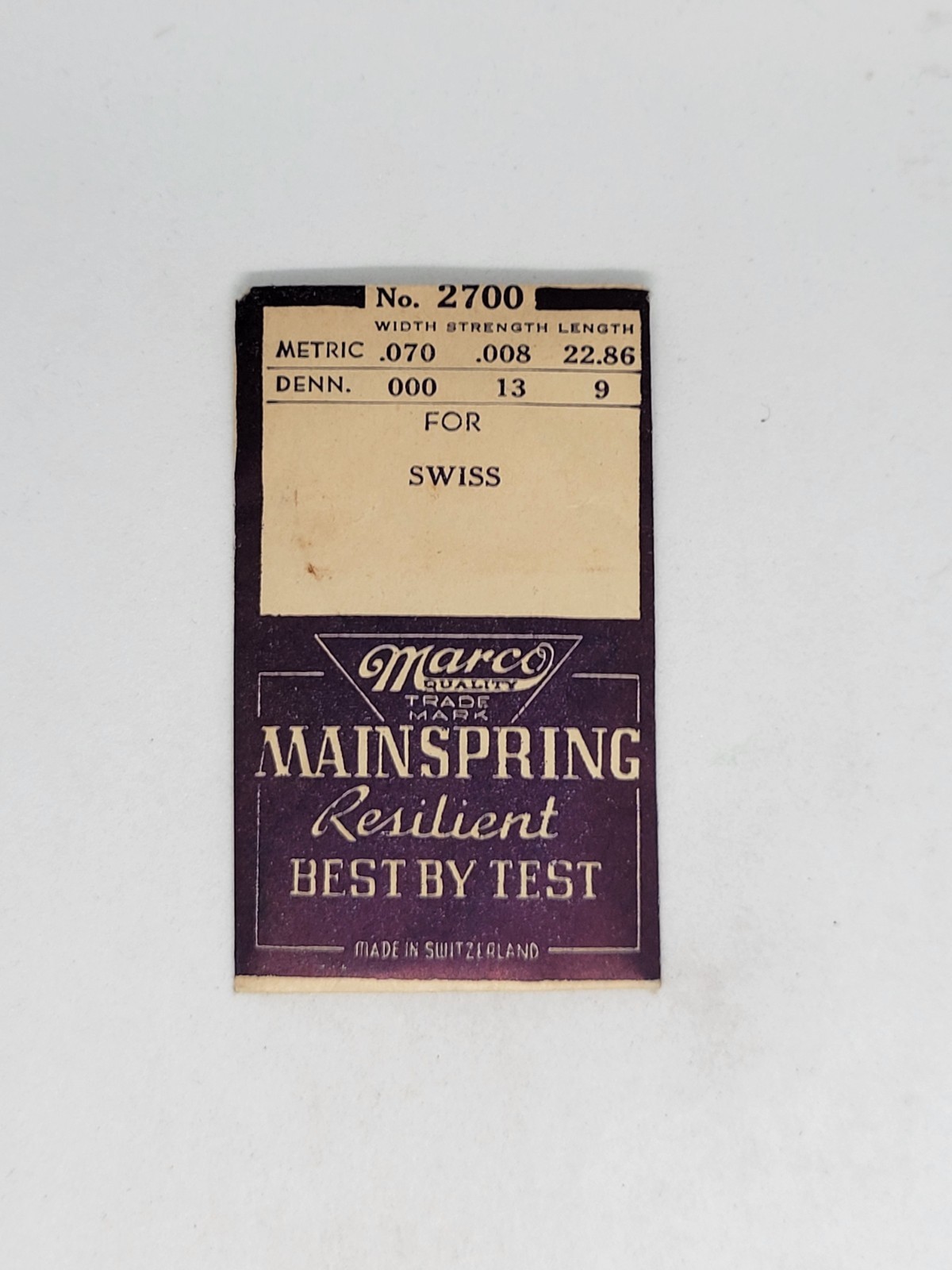 NOS Swiss Made Marco Mainspring #2700-2799 models pick one