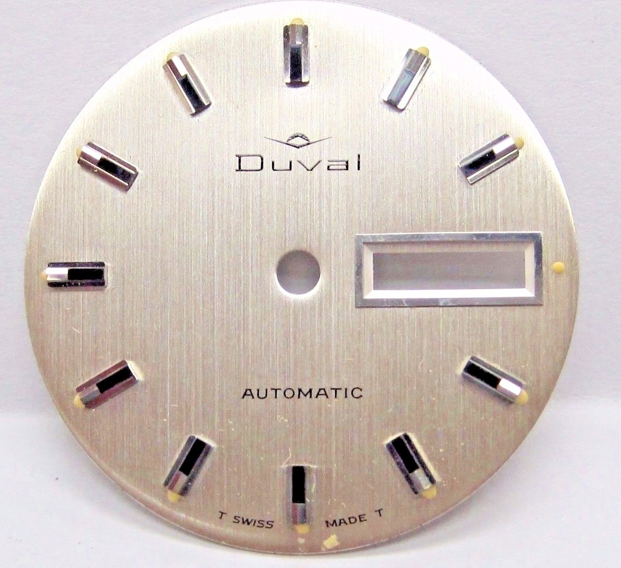 Antique Gents Duval Automatic Date/Day Watch Dial “Silver” 28 mm round