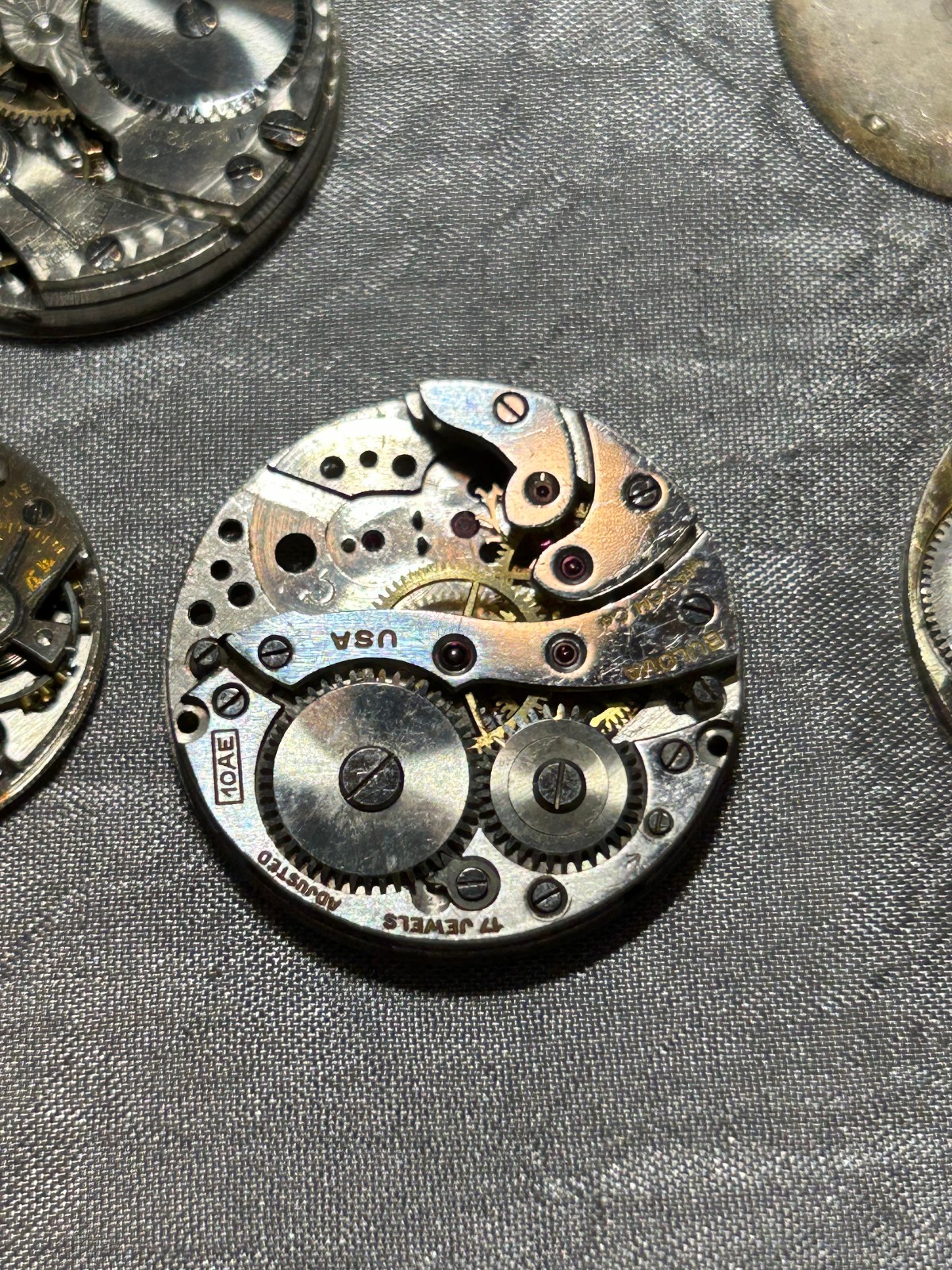 9) VINTAGE WATCH PARTS -BULOVA-HAAS-ETNA-REVERE-WALTHAM-GRUEN FACE ONLY