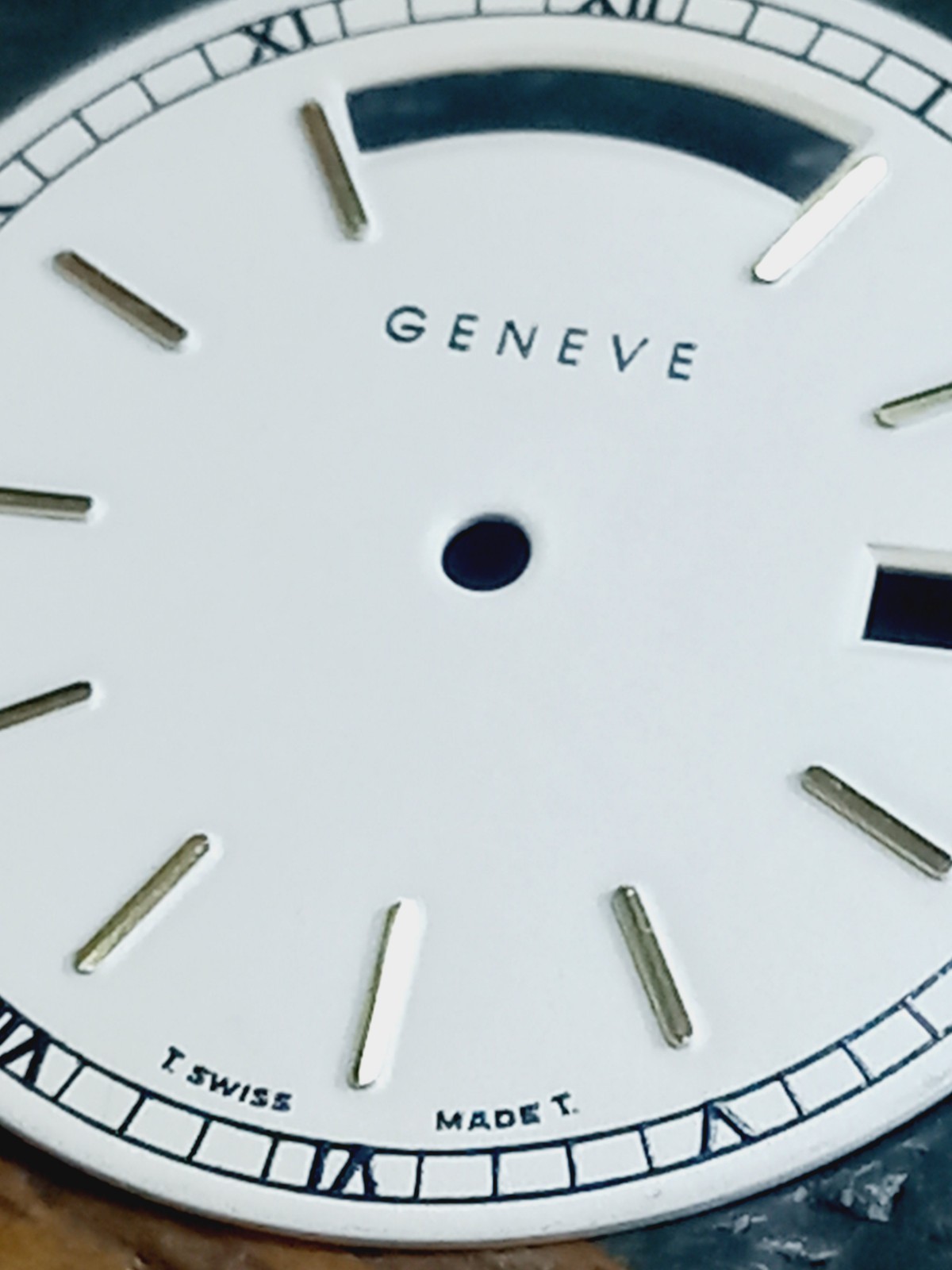 GENEVEA Dial For Caliber ETA 955.132 Cream Vintage Watch Men Day/Date