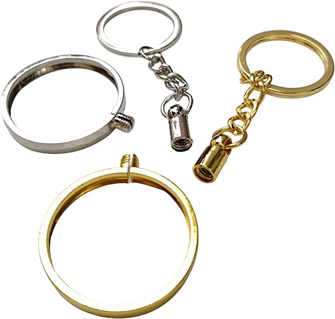 40mm Coin Bezel Keychain, Gold Bezel, Silver Bezel, Coin Necklace, Coin Keychain