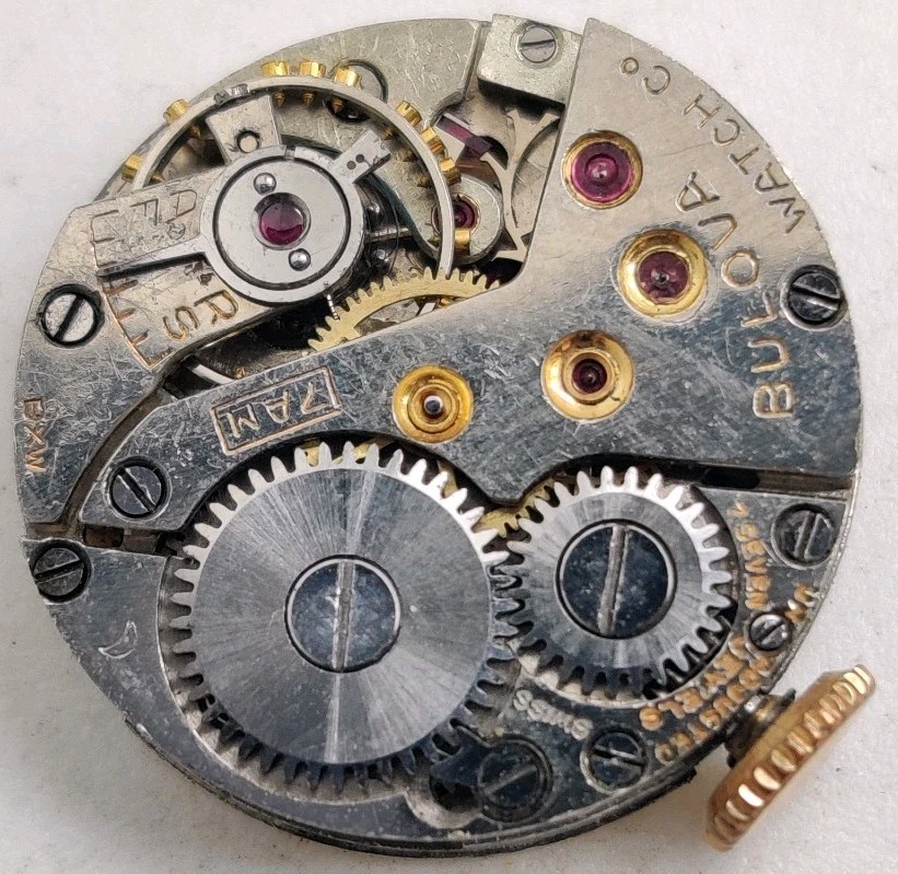 Vintage Bulova Cal. 7AM 7 jewel wrist watch movement runs for repair