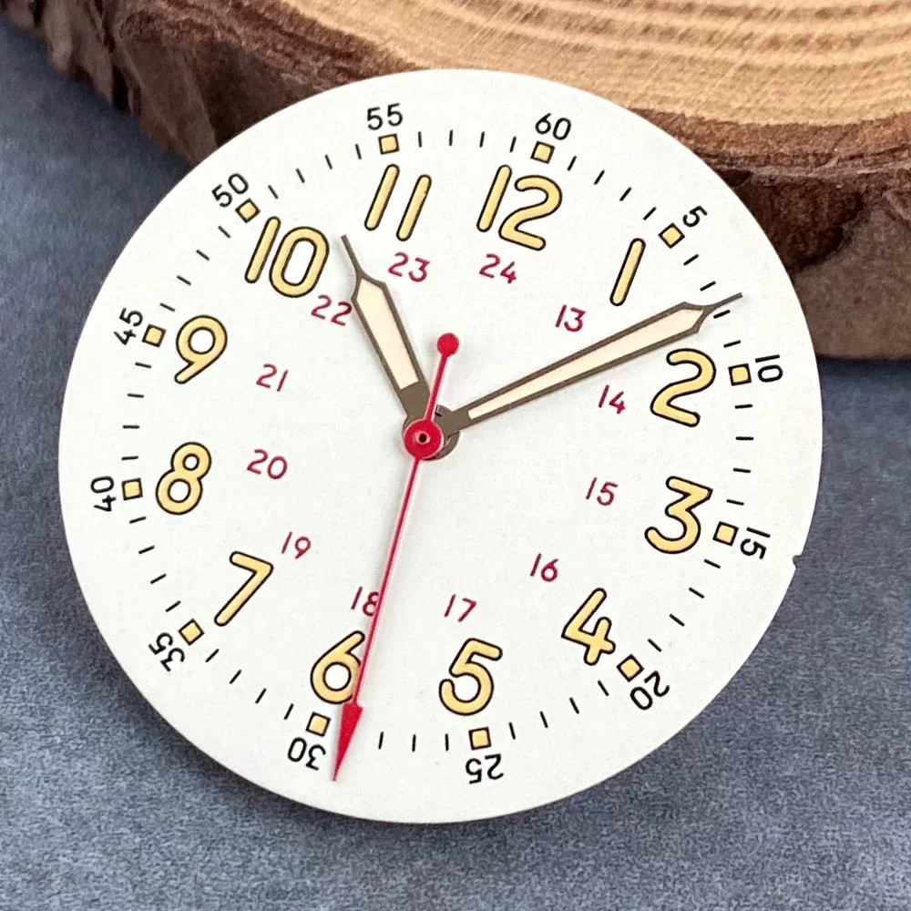 29mm Pilot Numbers Watch Dial Green Lume for Nh35 Nh36 ETA2824 PT5000 Movement