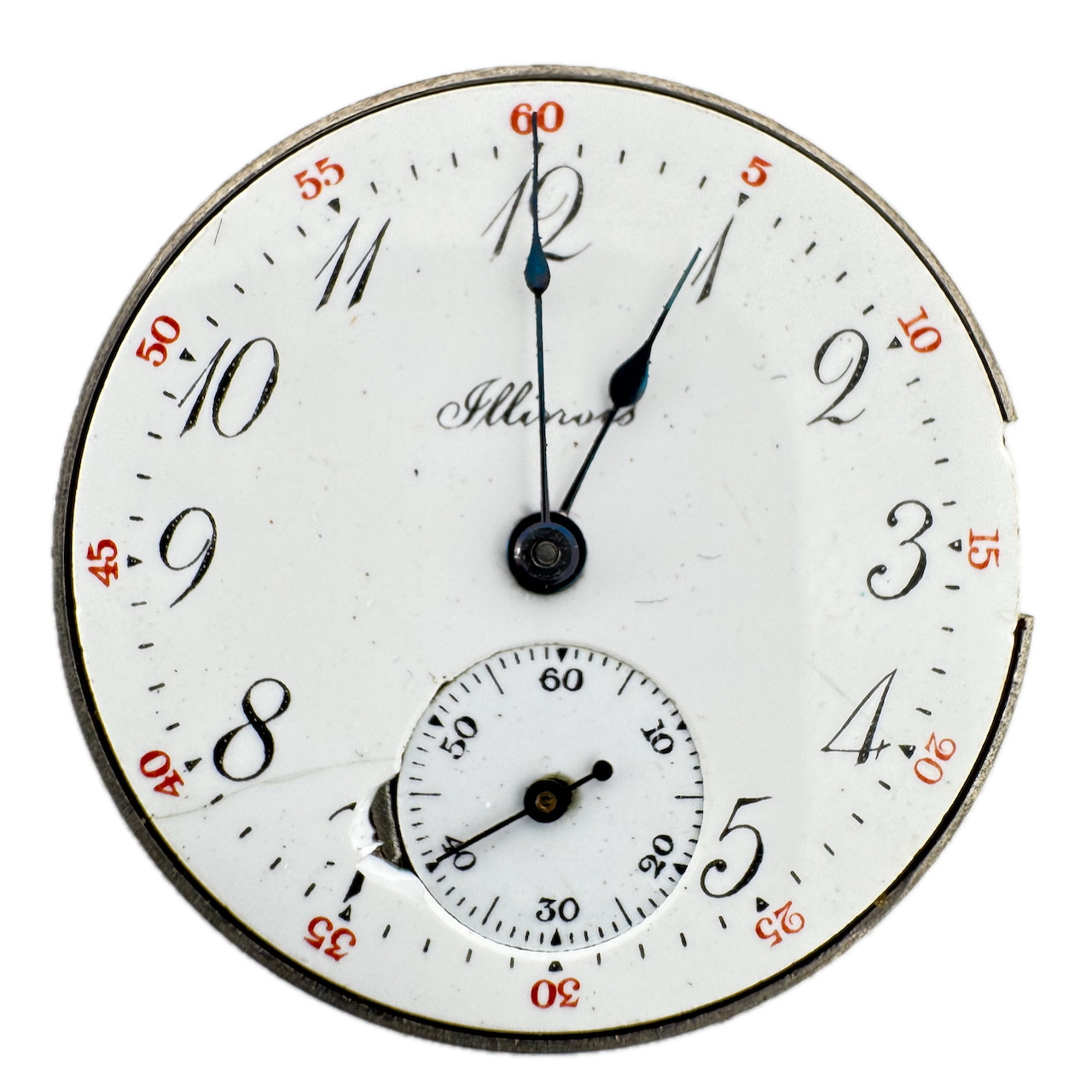 Antique 0s 1915 Illinois 11j Mechanical Open Face Pocket Watch Movement 201 USA