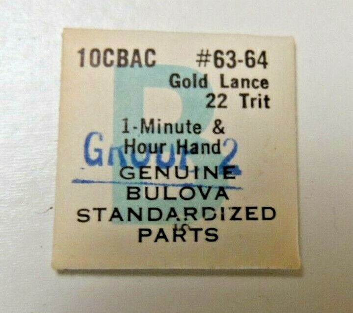 BULOVA GOLD LANCE watch parts 1 PAIR HANDS Hour & Minute #63-64 22 TRIT 10CBAC
