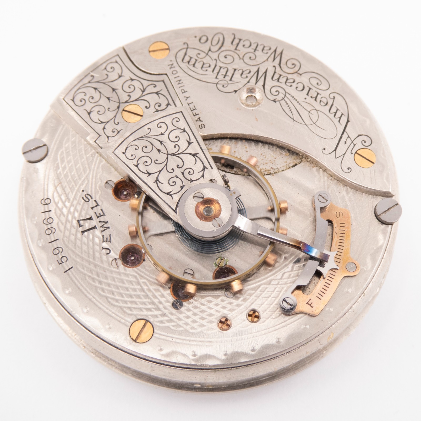 Waltham Grade No. 825 18-Size 17-Jewel Lever-Set Antique Pocket Watch Movement