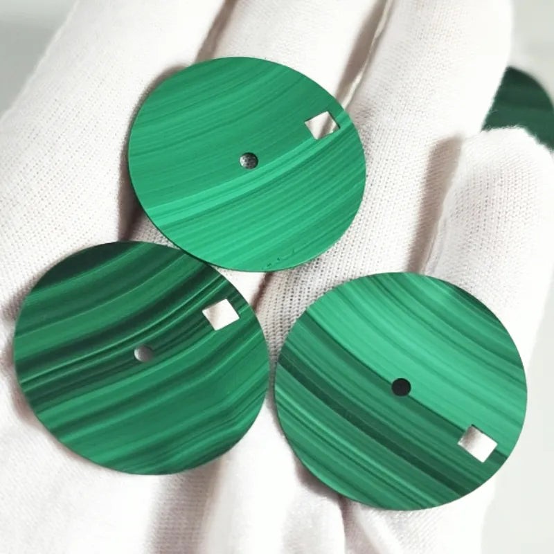 DS 28.5mm GMT Dial Natural Malachite No Lume Stone for NH34 Movement Custom Logo