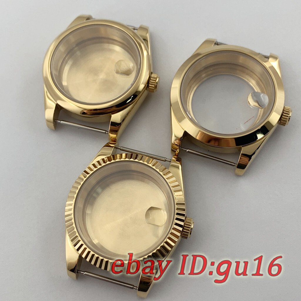 36mm/40mm Gold Sapphire Watch case Fit NH35 NH36 ETA 2824/2836 Miyota 8215 821A