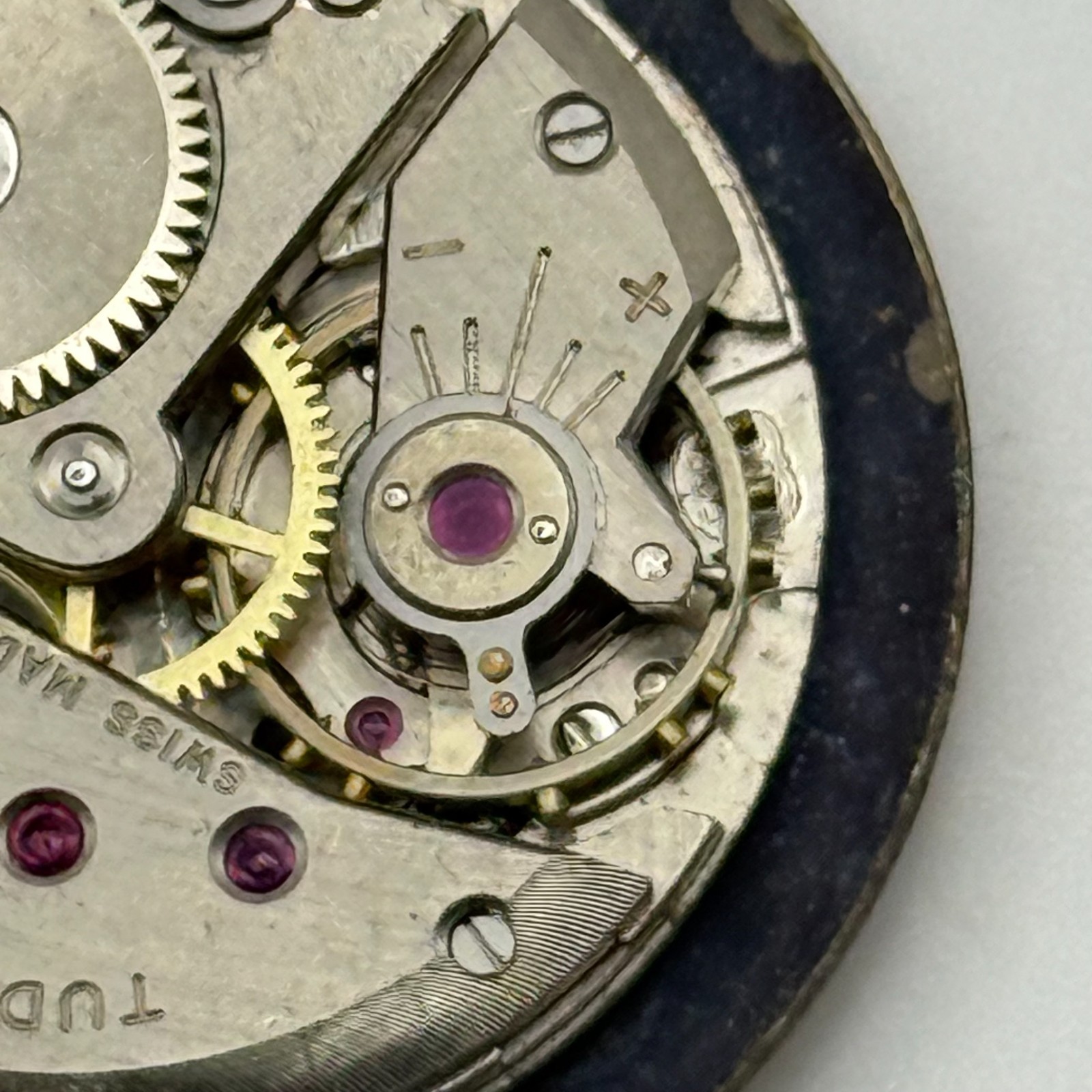 Tudor Watch Movement Running FEF 290 Rolex Crown For Parts / Restoration 23.6mm