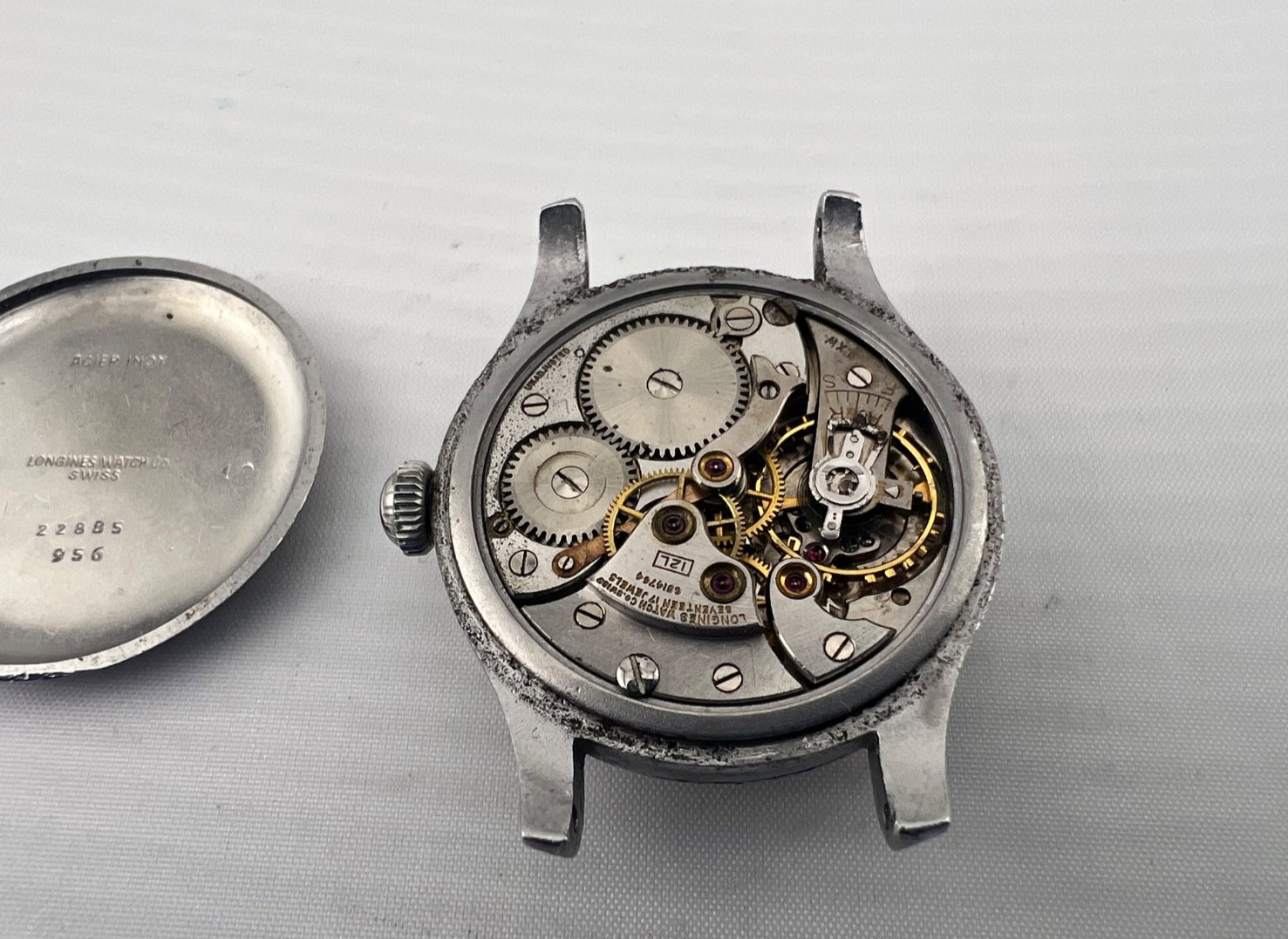 1942 LONGINES WW2 Era Watch, 12L Manual Movement, 2 Tone Dial, SS Case, Runs!