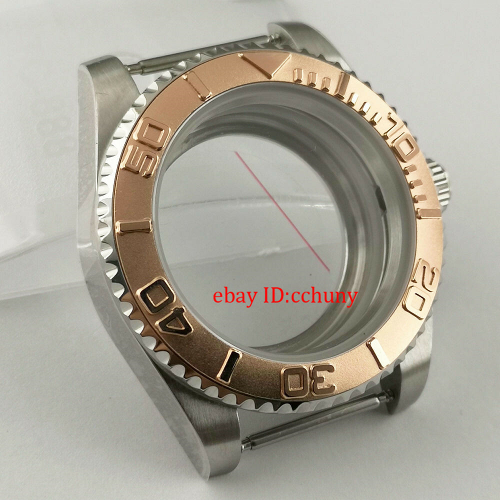 40mm Sapphire Watch Case Steel Rose Gold ceramics Bezel Fit NH35 NH36 Movement