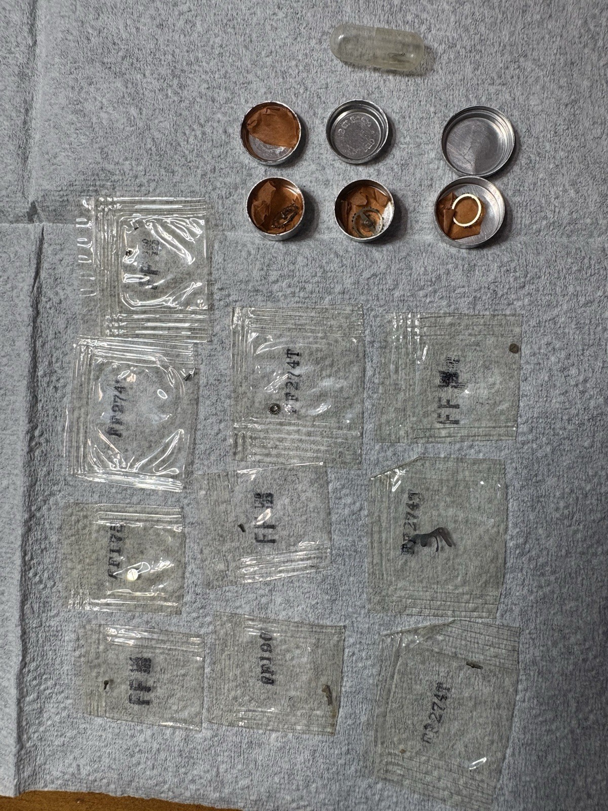 Vintage Watchmaker Parts Lot NOS Swiss Foil Refills Swartchild Glass Vials FHF