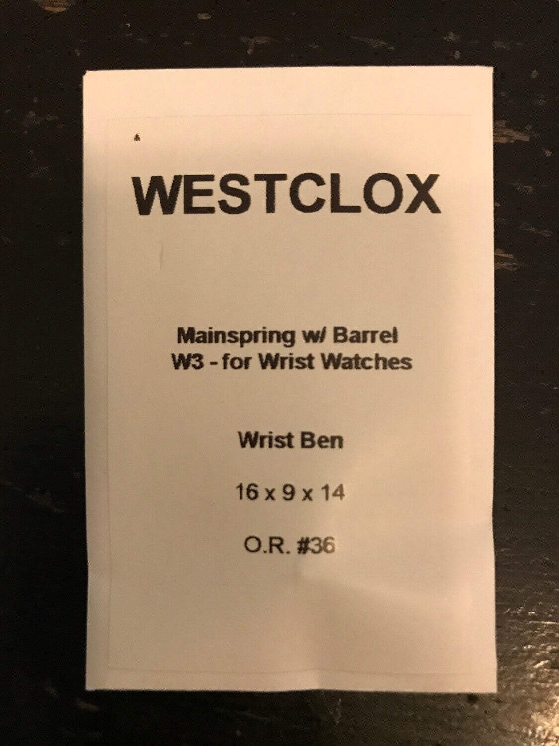 Westclox Wrist Watch Mainspring + Barrel & Arbor for Wrist Ben