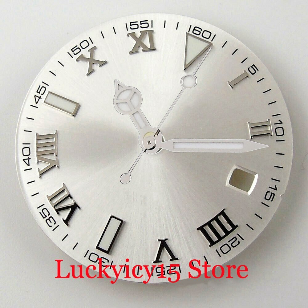 29MM Blue Silver Dial Fit NH35 NH36 MIYOTA8215 ETA2824 2836 Automatic Movement