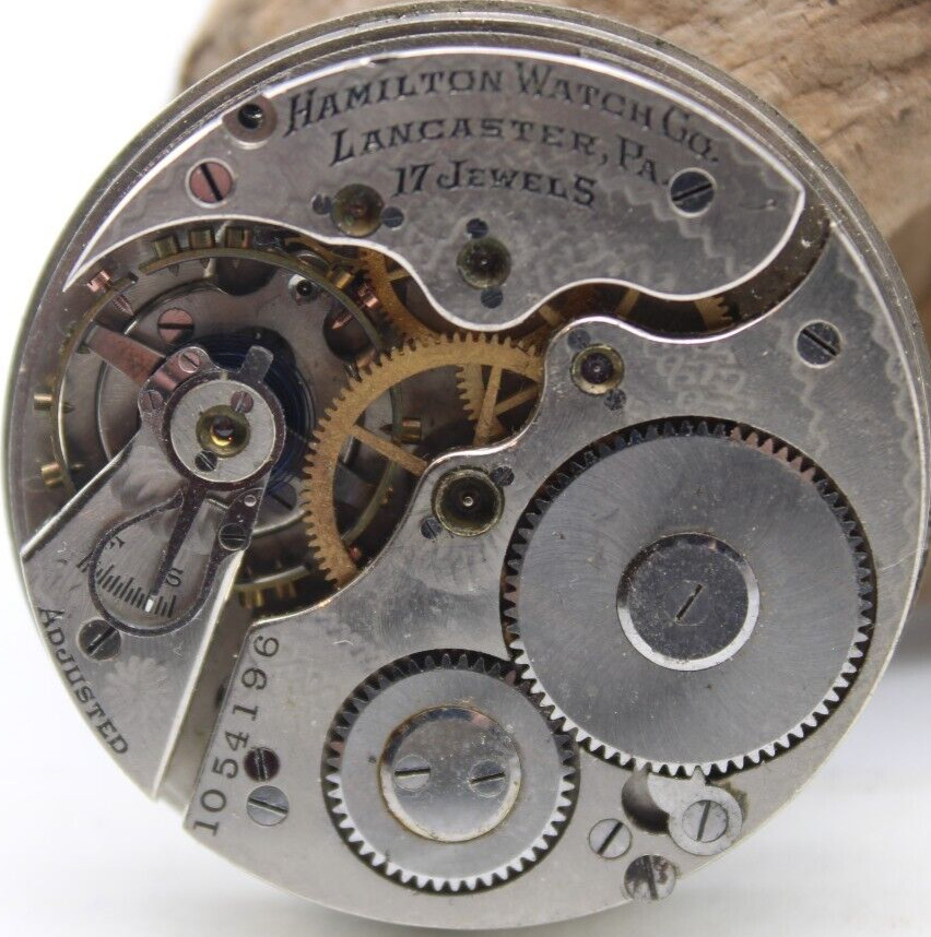 1913 HAMILTON POCKET WATCH MOVEMENT 1054196 GRADE 974 16s 17j (CN)