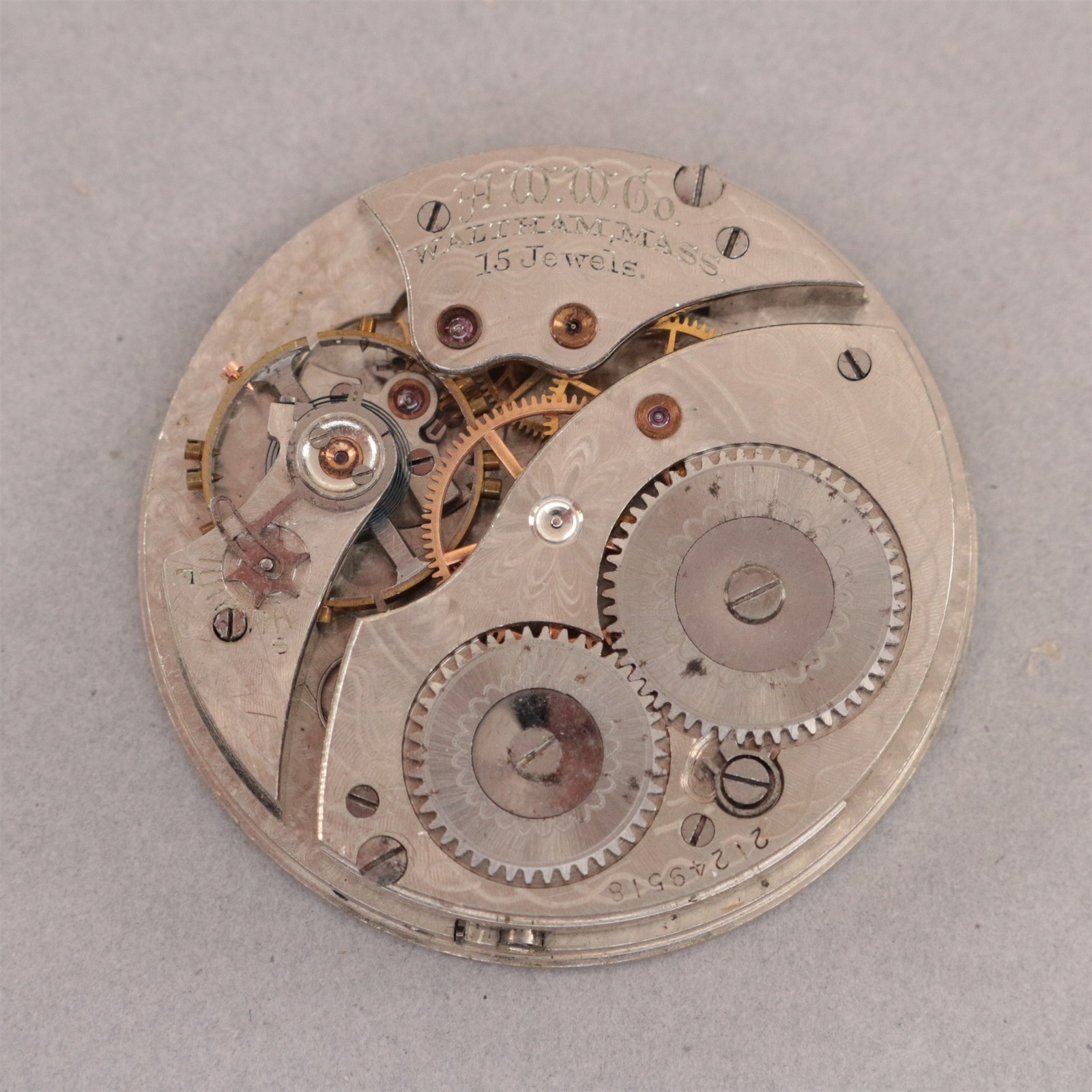 Waltham Pocket Watch Movement 12 Size 15 Jewel 1894 Model – FH482