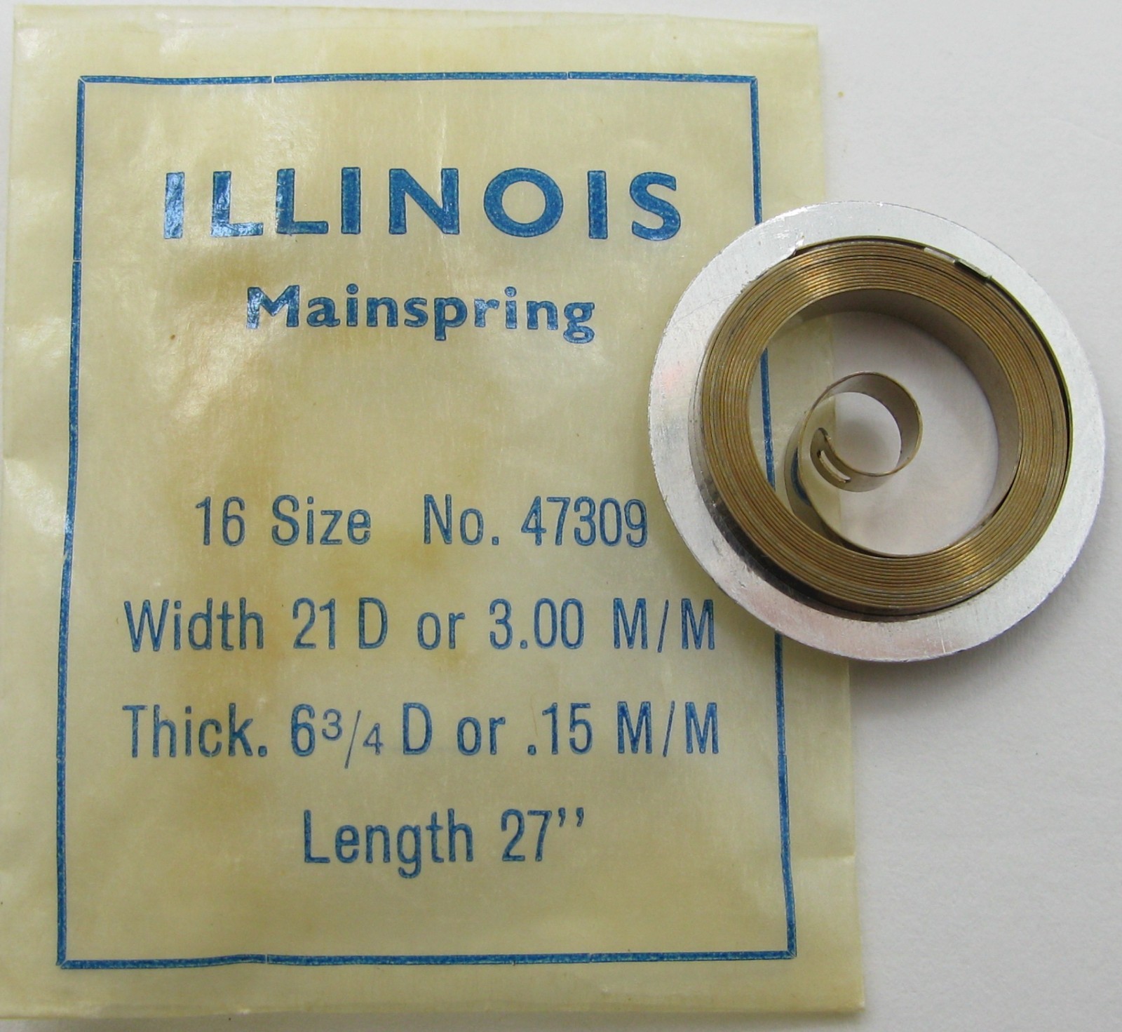 Illinois 16s 47309 T end Watch part: Mainspring x1 brown alloy