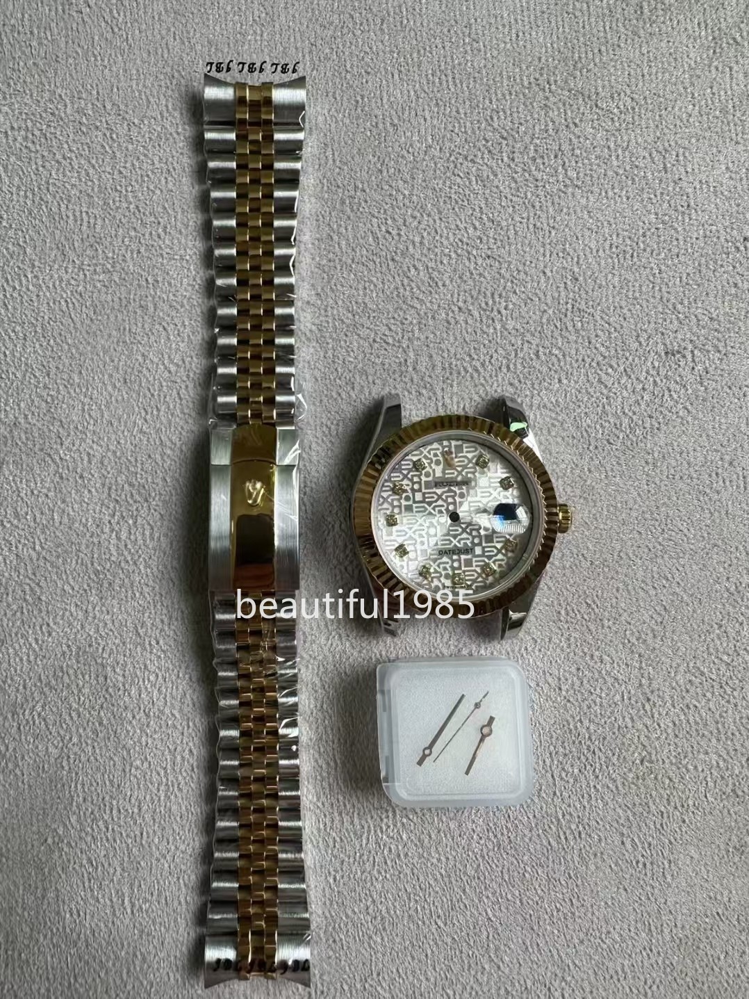 DIY Watch Part Kit for Datejust 2824 41mm Two tone Case+Dial+Hands+Steel Strap