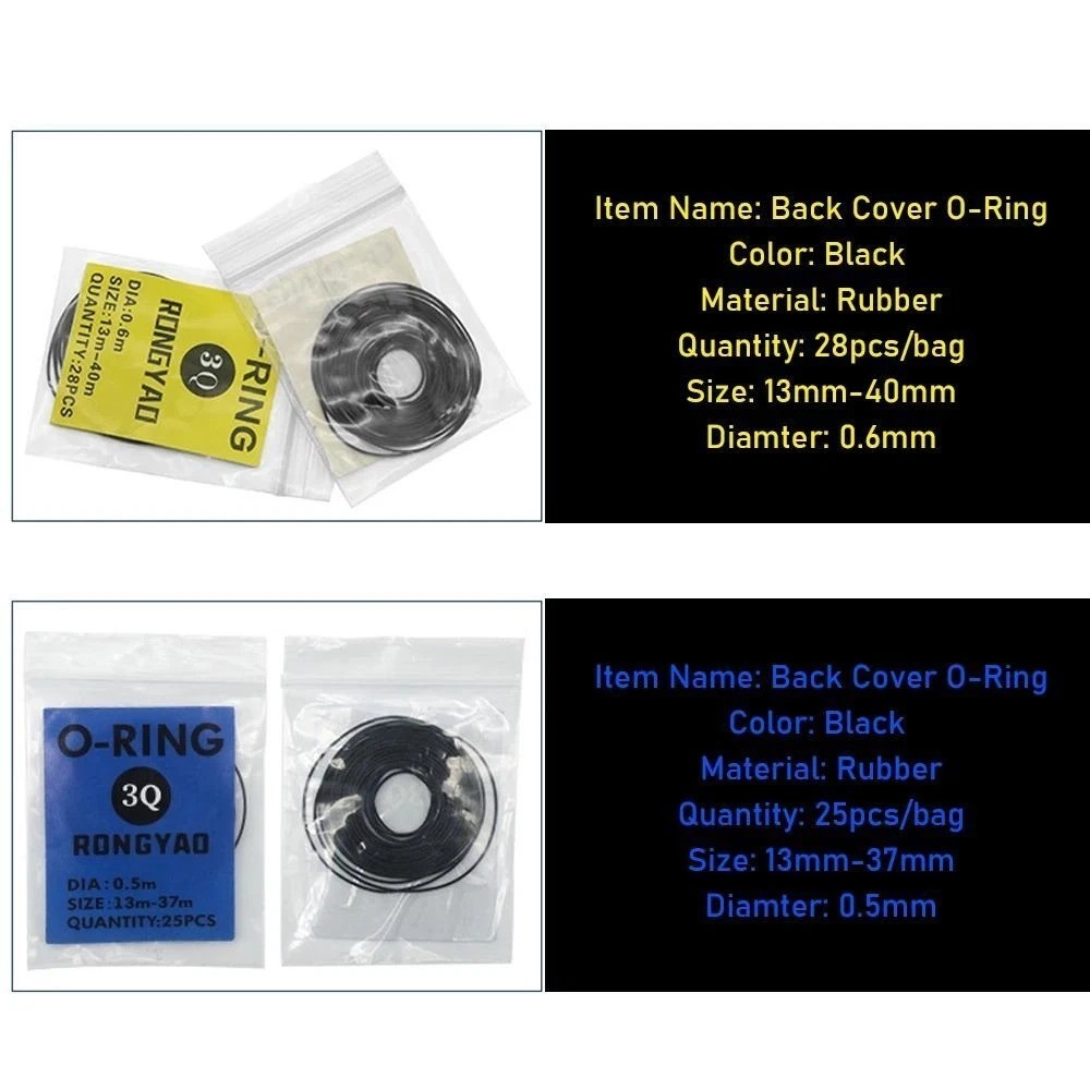 200Pcs/Set Thickness 0.5mm/0.6mm Watch Back Case Rubber O-Ring Gasket