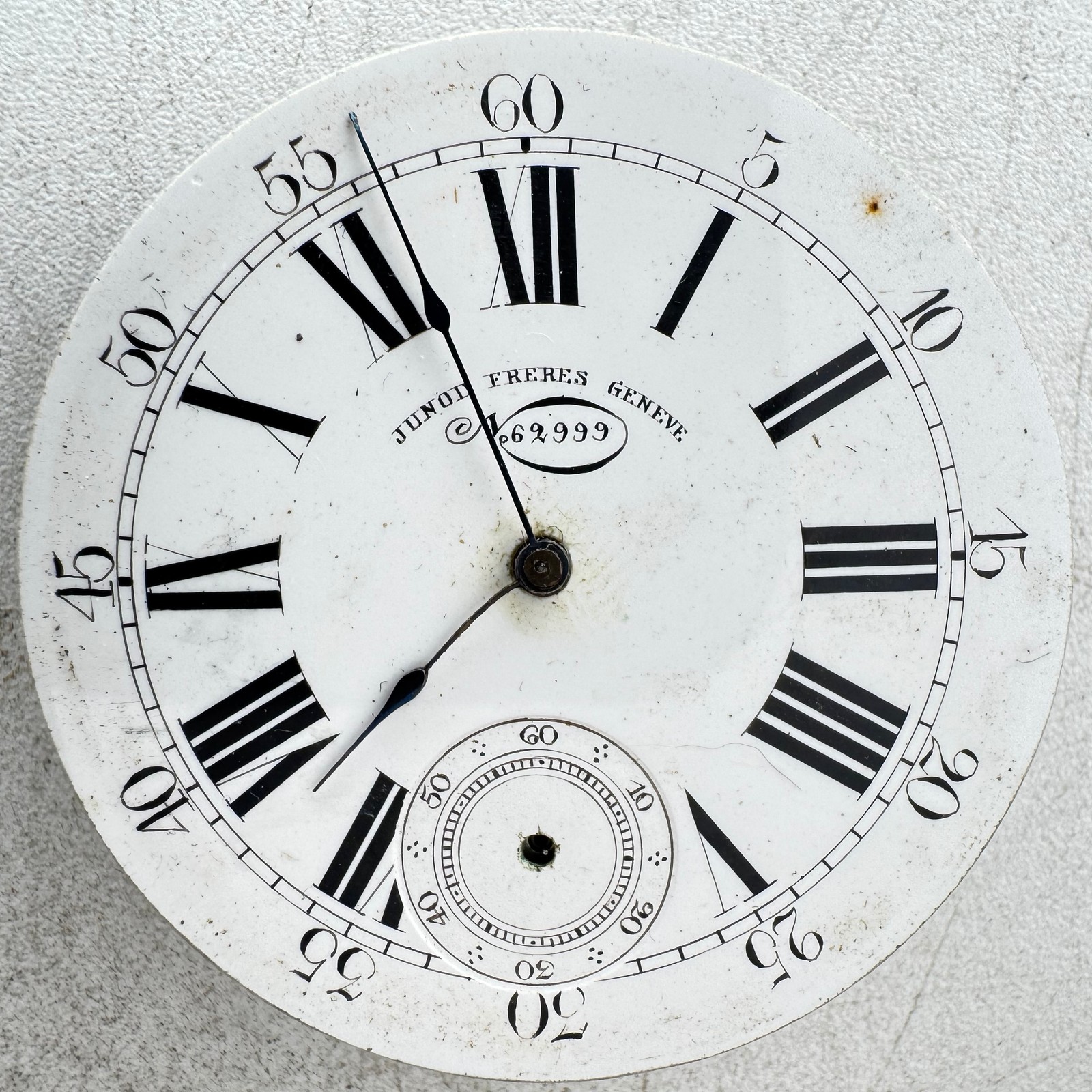 Antique 1912 Junod Freres Geneve Roman Enamel Dial Hunter Pocket Watch Movement