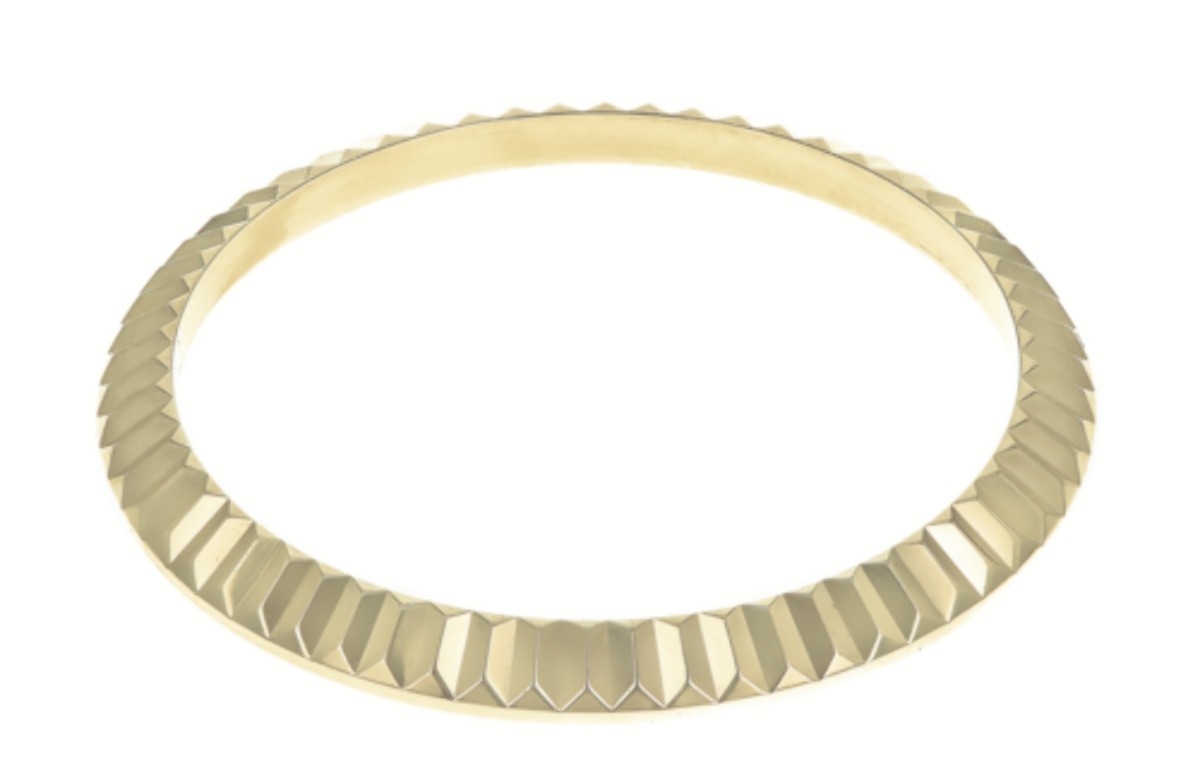 LADIES 14KY GOLD FLUTED BEZEL WATCH PART FOR ROLEX NO DATE 67183, 76198, 77518