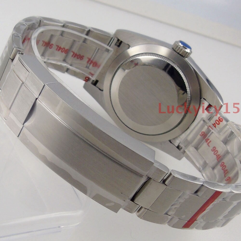 36mm polished watch case fit for NH35A movement sapphire glass bracelet DATE