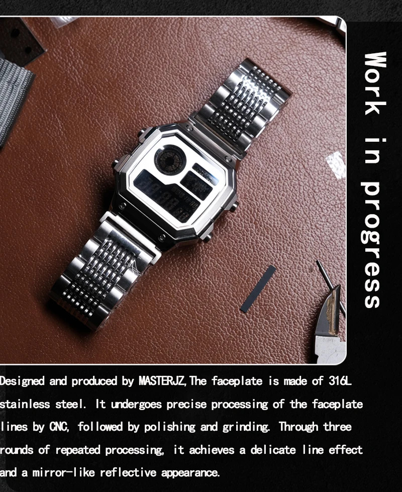 Royale Mod Compatible with Casio AE1200 Watch Case 316LSS V1 Back Cover Combo