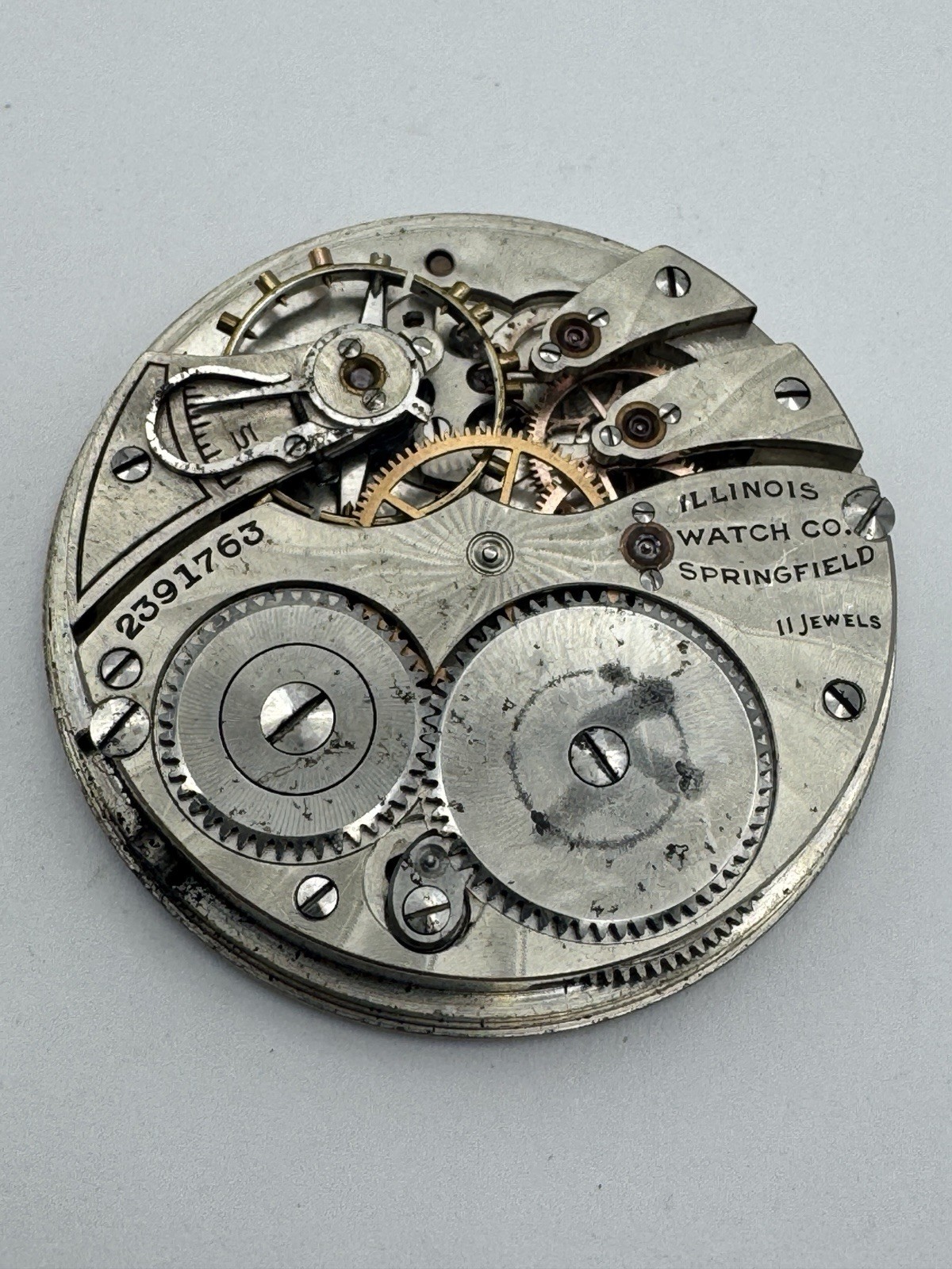 Vintage Illinois 12s 11J Grade 219 Pocket Watch Movement For Parts Or Repair