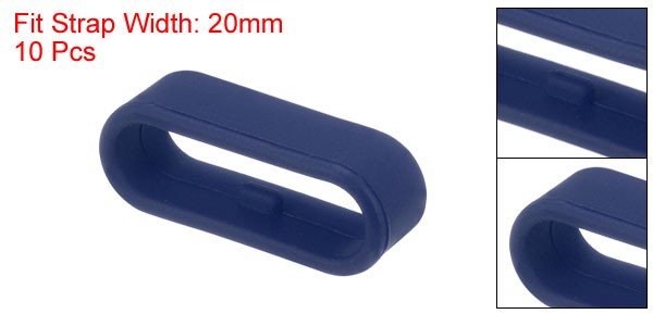 10Pcs Watch Band Strap Loop Silicone Fastener Rings for 20mm Band Midnight Blue