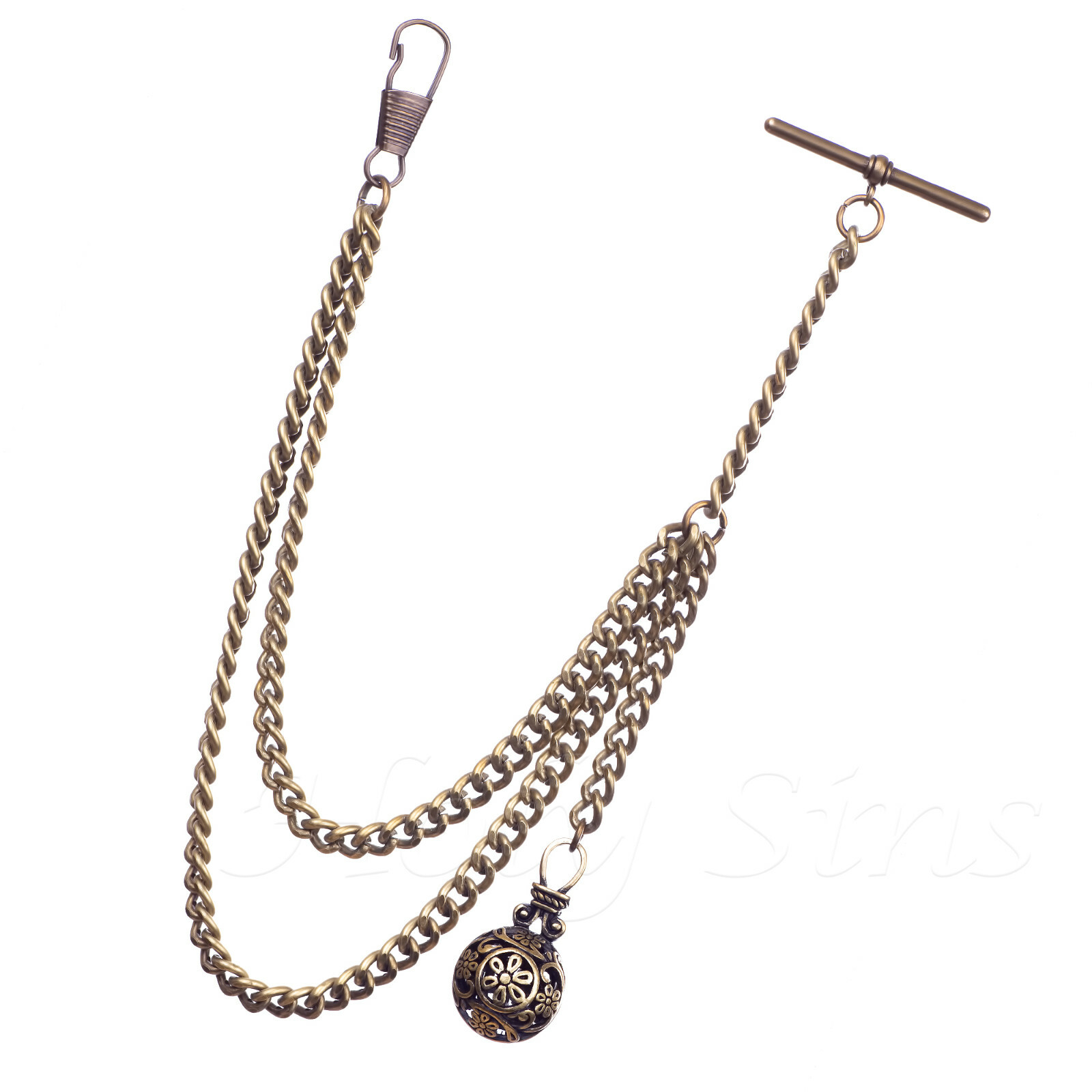 Brand New Bronze Colour Single Albert Pocket Watch Chain With Pendant 189